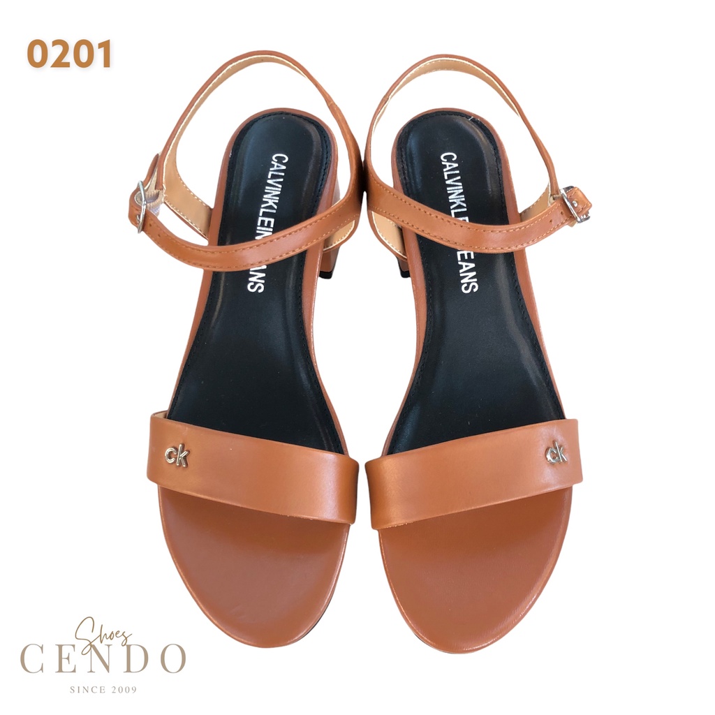 Sandal CK quai ngang gót vuông 5cm