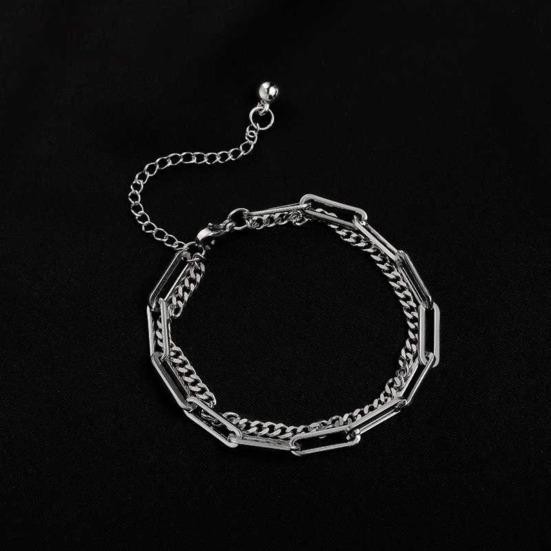 Vòng đeo tay chất liệu thép titan phong cách Hàn Quốc