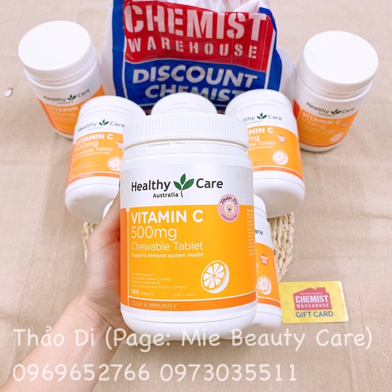 Viên nhai Vitamin C 500mg Healthy Care - 300 viên