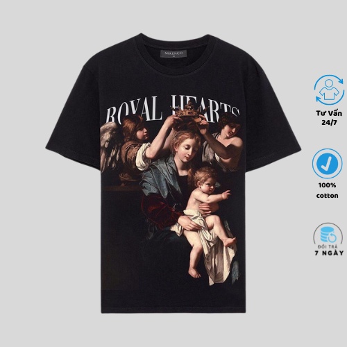 Áo Thun Tay Lỡ , Áo Phông ngắn tay Unisex MIKENCO BOVAL LIEARTS 100%cotton mát mịn thấm hút mồ hôi