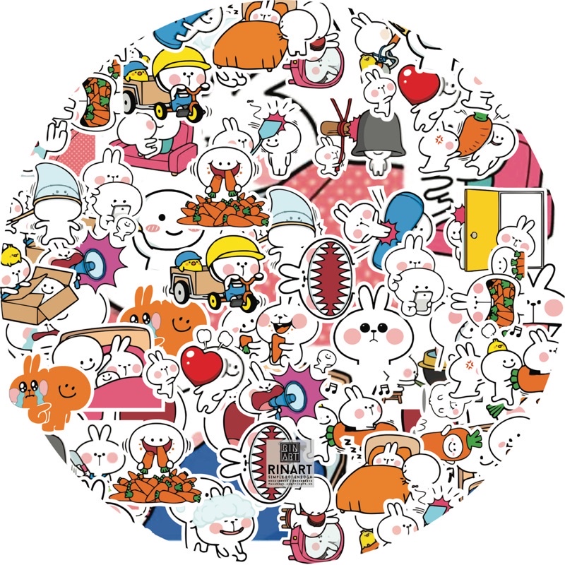 [STICKER 1K] SET 50 STICKER THỎ CUTE SIÊU CHẤT DÁN TRANG TRÍ ĐT LAPTOP VALI TƯỜNG TỦ KỆ MŨ BẢO HIỂM XE MÁY NOTEBOOK