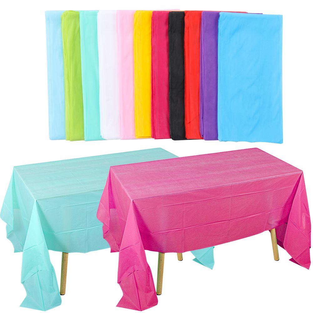 LET Khăn Trải Bàn Bằng Nhựa Màu Sắc Trơn Dùng Một Lần Tiện Dụng