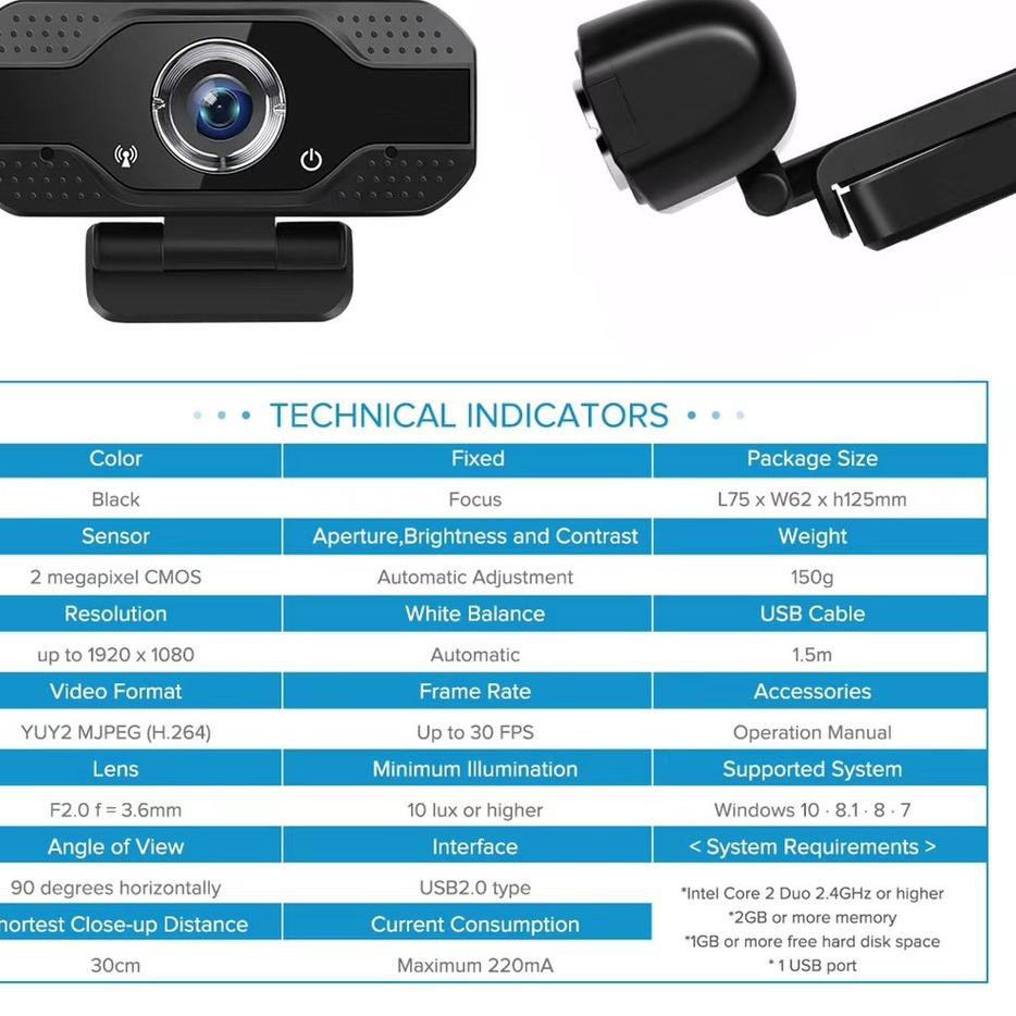Webcam HD 1080P toàn diện kèm mic cho laptop/pc V8
