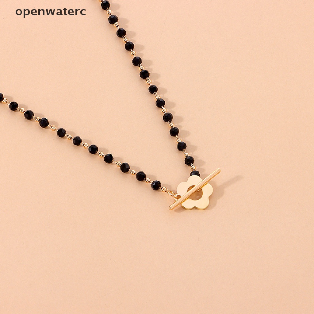 openwaterc Fashion Luxury Black Crystal Glass Bead Chain Choker Necklace for Women Jewelry vn