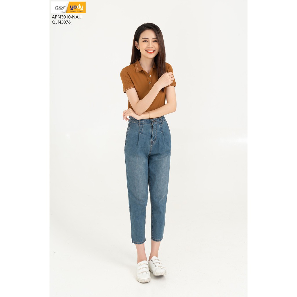 Quần Jean Baggy Nữ YODY Cạp Liền Trơn Lưng Cao Co Giãn Tốt Tôn Dáng Mã SP QJN3076 | BigBuy360 - bigbuy360.vn