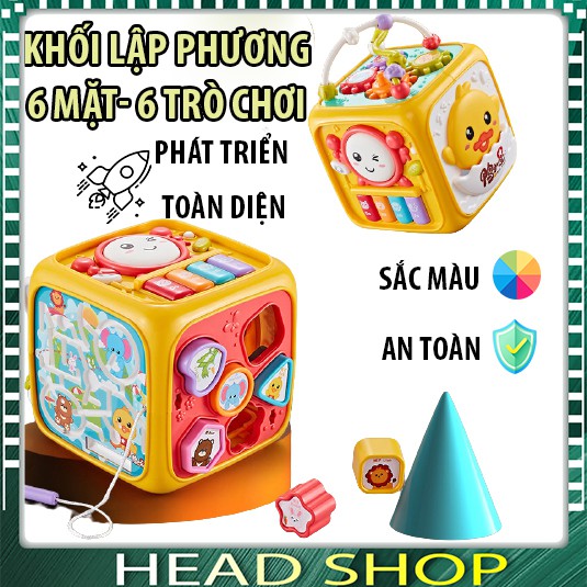 HỘP ĐỒ CHƠI ĐA NĂNG 6 MẶT KẾT HỢP NHIỀU TRÒ CHƠI, HỘP ĐÀN CHO BÉ HÌNH LẬP PHƯƠNG HEADSHOP