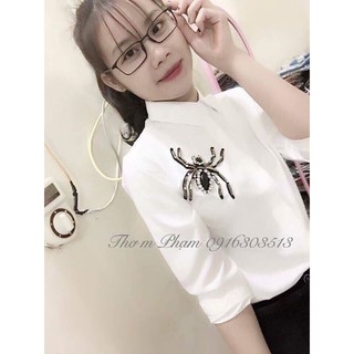 Tuyệt sale Áo sơ mi trắng đính hình nhện hàng chọn hàng chọn