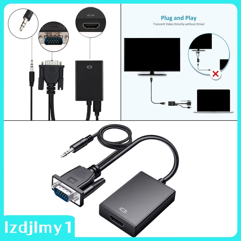 Đầu Chuyển Đổi VGA Sang HDMI Màu Đen Cho Máy Tính / Điện Thoại Di Động Lzdjlmy1
