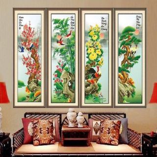 Tranh đính đá tứ quý tùng cúc trúc mai Df252 vs107 - tranh chưa đính