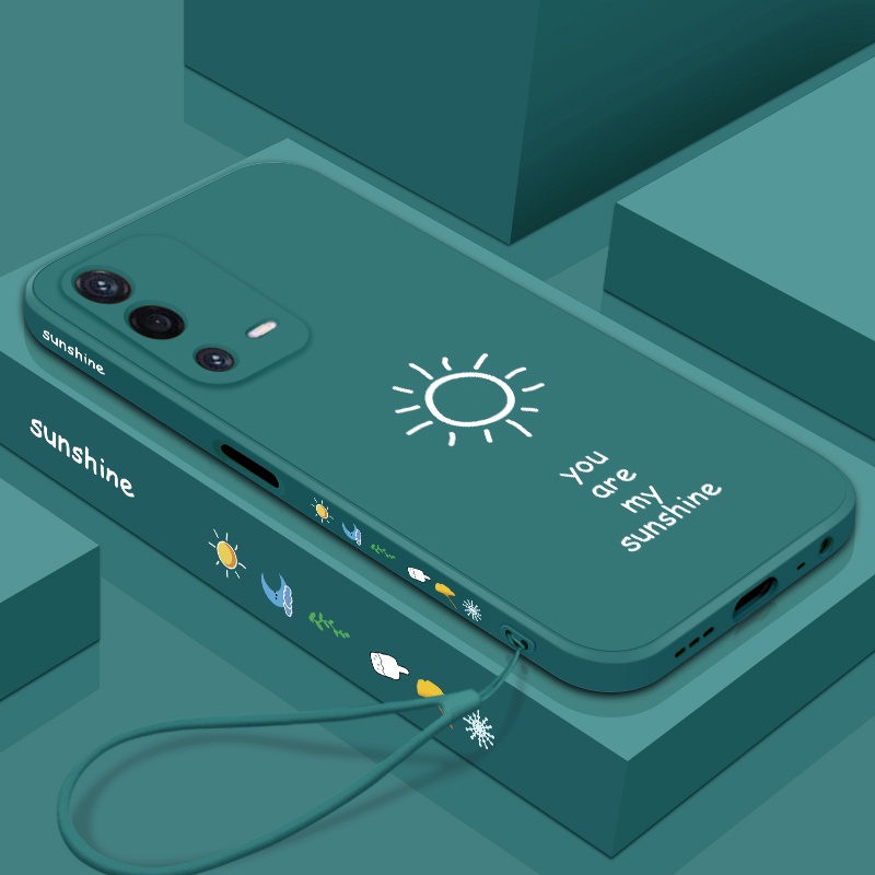 Ốp Điện Thoại silicone Mềm Họa Tiết Mặt Trời Nhỏ Đơn Giản Có Dây Đeo Cho OPPO a55 4G