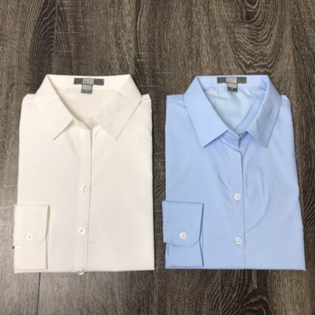 [Ảnh thật - Clip thật] Áo sơ mi dài tay trắng - Xanh | BigBuy360 - bigbuy360.vn