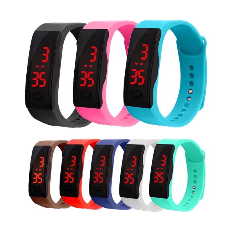 Đồng hồ unisex thể thao đèn led điện tử Ulzzang viền gợn sóng thời trang trẻ trung