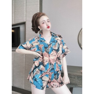 Pizama Đùi Mango loại 1 Áo lửng nút bọc