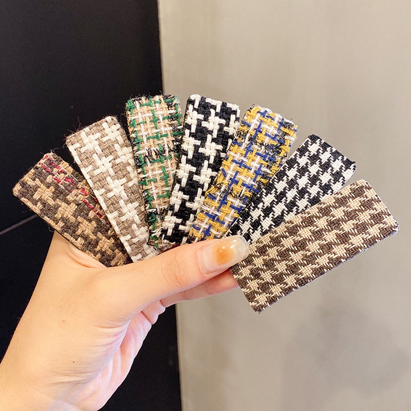 Kẹp Tóc Họa Tiết Houndstooth Thời Trang Hàn Quốc Cho Nữ