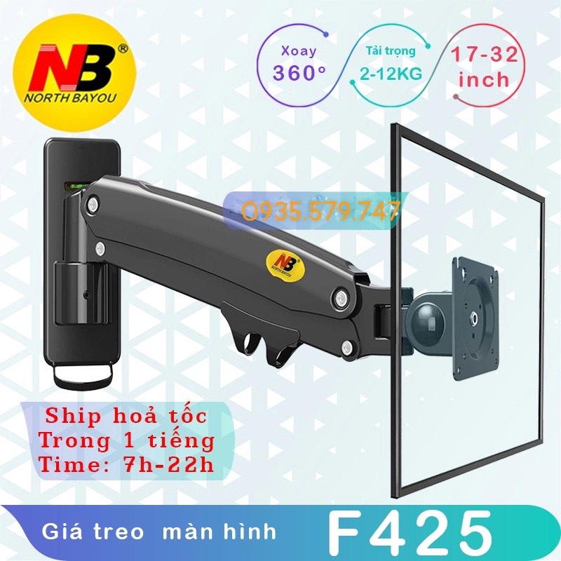 F425/ Giá Treo Màn hình gắn tường/ Tay treo/Arm màn hình gắn tường/ Lò xo thuỷ lực