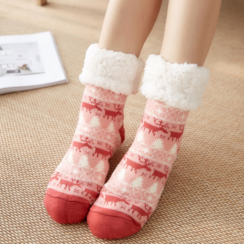 Youyo Vớ Lông Cừu Lót Xù In Hình Trái Tim Tuần Lộc Giáng Sinh Cho Nữ Wa