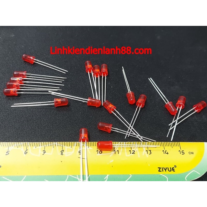 (100c) Led Chân cắm 5mm Đỏ, Chân Dài, Mới