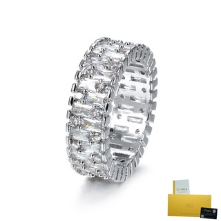  Nhẫn Mạ Bạc 925 Hình Vuông Đính Đá Kim Cương Trắng Sang Trọng Thời Trang Cho Nam Nữ 