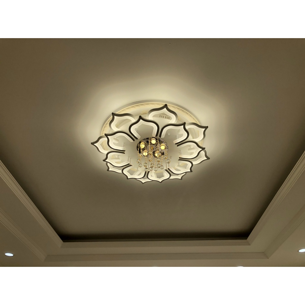 Đèn Ốp Trần Phòng Khách Hoa Sen THỦ ĐÔ LIGHTING 20 Cánh 3 Chế Độ Ánh Sáng Thiết Kế Viên Thả Pha Lê Cao Cấp 2042/20