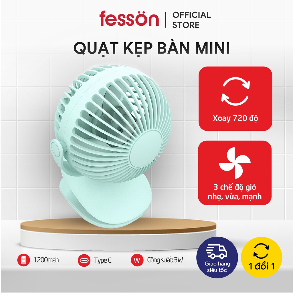 Quạt Tròn Kẹp Bàn Thế Hệ Mới Mini Xoay 720 độ Thích hợp cho dân Văn Phòng, Kẹp chắc chắn Siêu mát - Hàng nội địa Trung