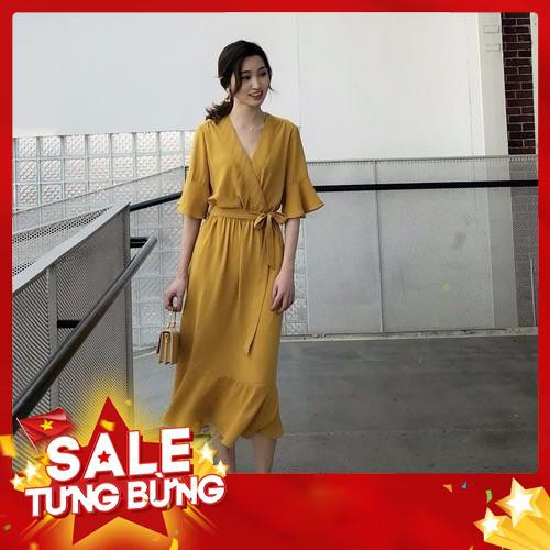 Đầm Voan Cổ Chữ V Phong Cách Retro 2019 - Hàng nhập khẩu