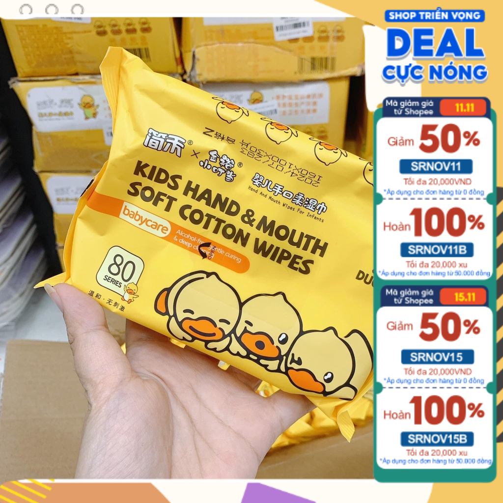 Khăn giấy ướt vịt vàng set 2 gói