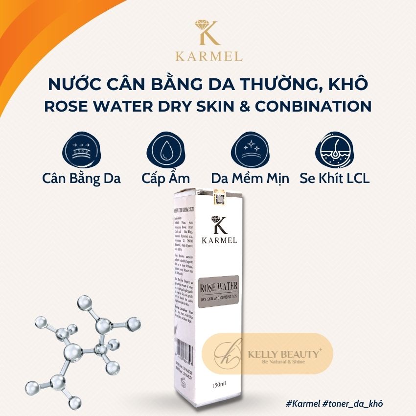 Toner Cân Bằng Da Khô KARMEL 150ml - Cấp Ẩm, Cân Bằng Da; Giúp Sáng Đều Màu Da, Se Khít Lỗ Chân Lông | Kelly Beauty