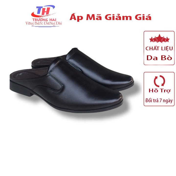 Dép bít mũi nam da bò cao cấp  đế cao TH_BMN315