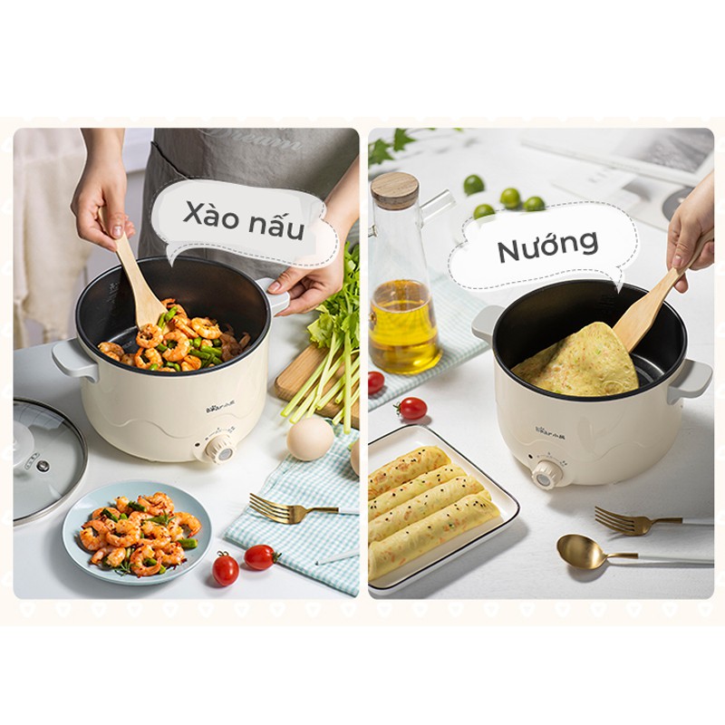 [Chính Hãng] Nồi Điện Đa Năng Bear, Nồi Lẩu, Nấu Cháo, Hầm Canh, Hấp, Xào Nấu Đồ Ăn Siêu Nhanh, Dung Tích 2,5L