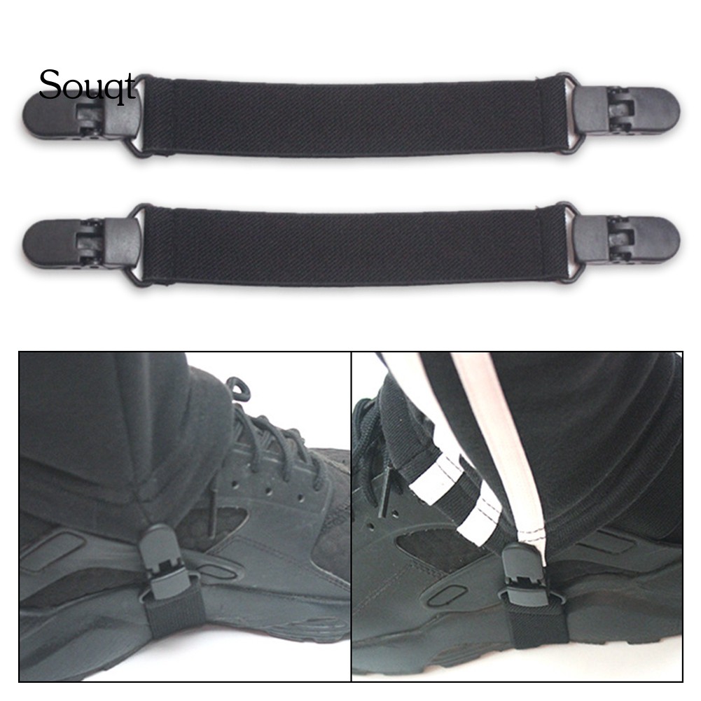 SQ 2Pcs Motorcycle Bike Stirrup Pants Clips Leg Boot Elastic Adjustable Straps