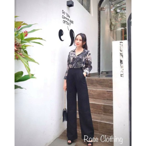 quần tây kháo sườn dài ,quần ống rộng khoá sườn -Quần Ống rộng ống suông lưng cao khóa sườn vải tuyết mưa | BigBuy360 - bigbuy360.vn