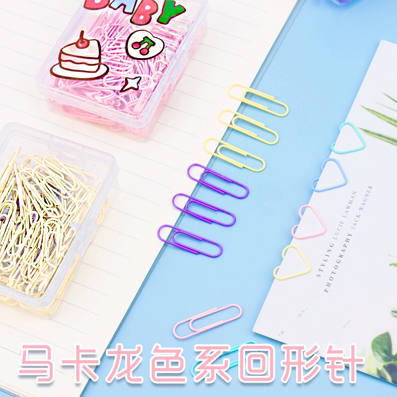 Set 50 kẹp giấy kẹp ghim đánh dấu sách bằng kim loại nhiều màu đơn giản dễ thương cho văn phòng CREAMY KG71