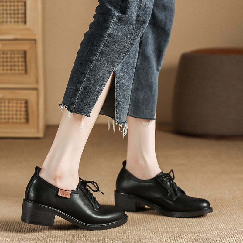 Giày Da oxford Đế Dày Cột Dây Phong Cách retro Anh Quốc