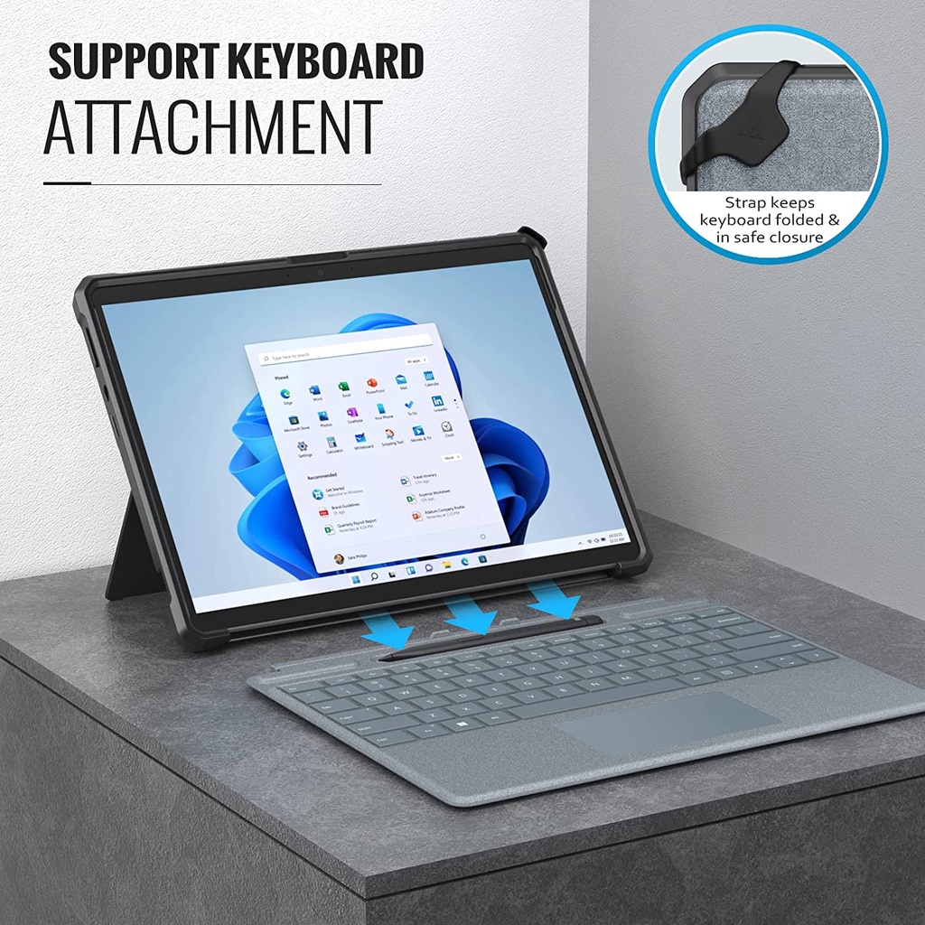 Vỏ bảo vệ máy tính có dây đeo tay cho Surface Pro 8-13&quot; 2021