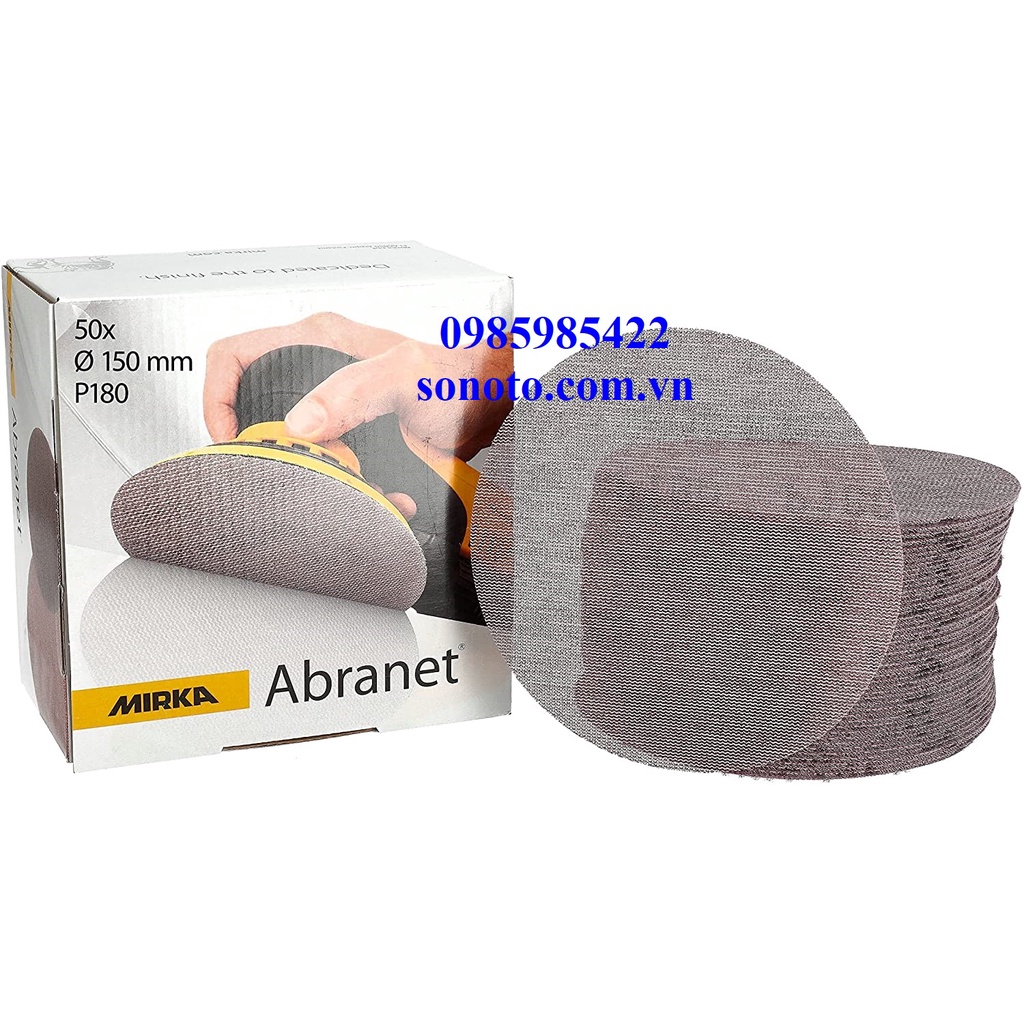 5424105018 Nhám lưới tròn Mirka Abranet 150mm P180 ( Sơn oto xe máy ) Giáp lưới chà sơn nhám chà thô