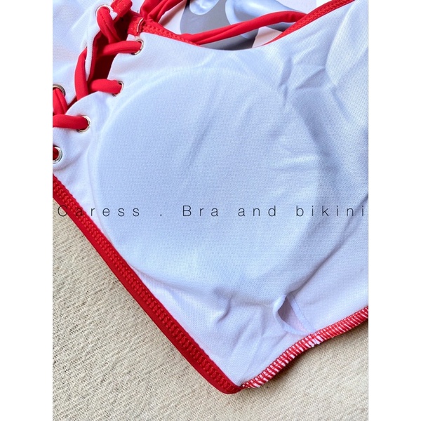 Bikini đồ bơi 2 mảnh áo bơi kín dáng bra có đệm dây buộc hàng ZAFUL chính hãng