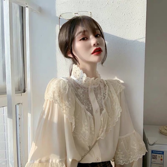 Áo sơ mi ren tiểu thư