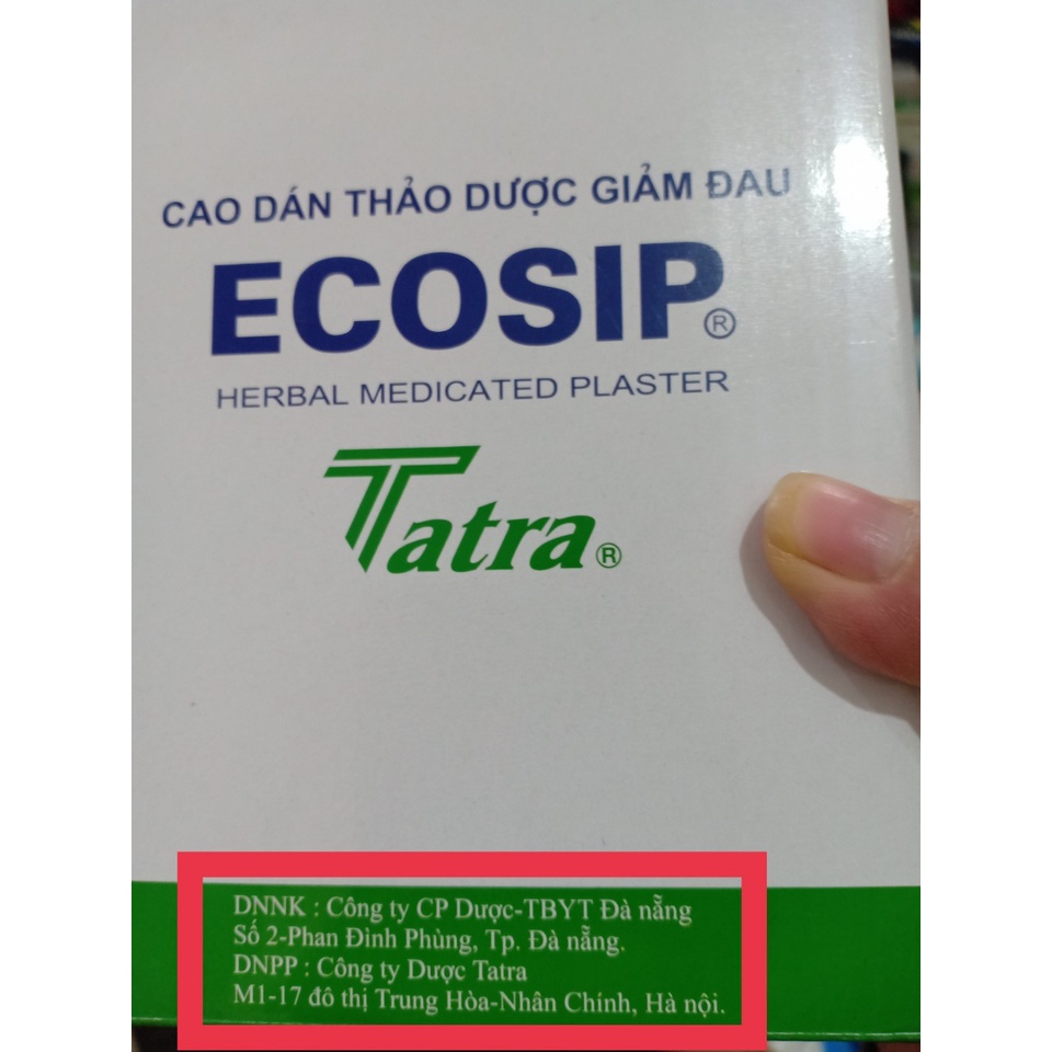 Dán thảo dược Ecosip hỗ trợ giảm đau nhanh chóng