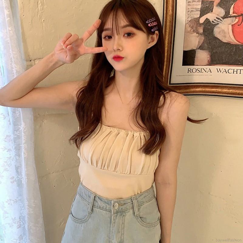 [Mã FASHIONT4WA2 giảm 10K đơn 50K] [Baywellfashion]Áo Yếm Sát Nách Dệt Kim Màu Trơn Thiết Kế Quyến Rũ Cho Nữ | BigBuy360 - bigbuy360.vn