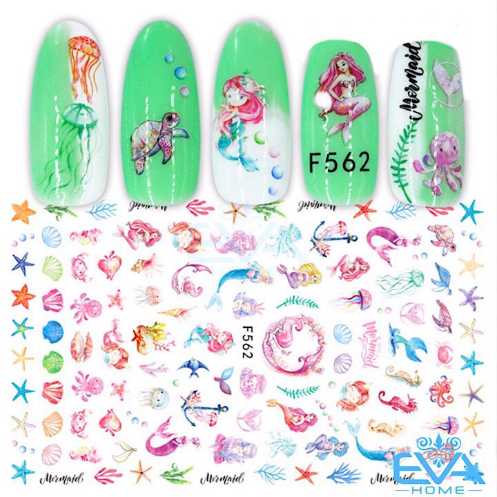 Miếng Dán Móng Tay 3D Nail Sticker Tráng Trí Hoạ Tiết Sinh Vật Biển Sea Animal F562