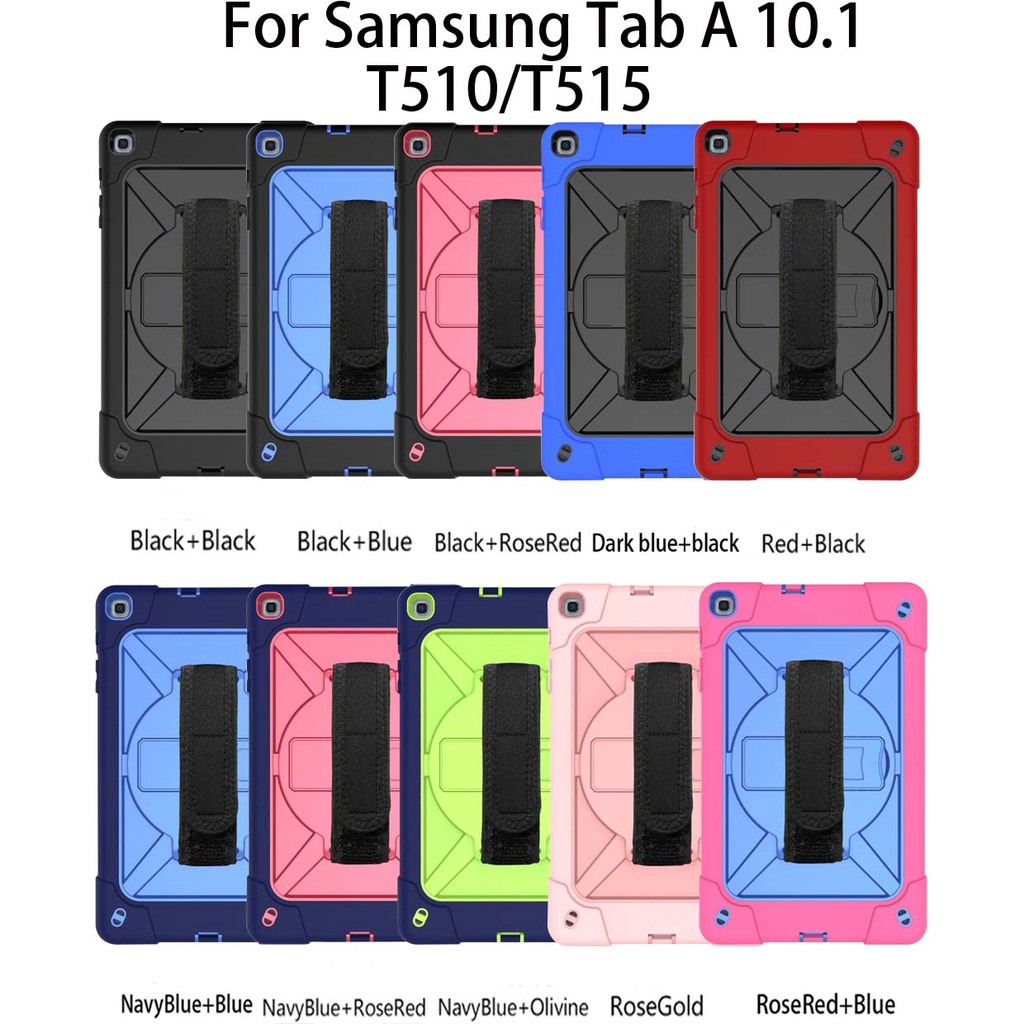 Ốp máy tính bảng bảo vệ toàn diện có dây đeo vai và giá đỡ 3 trong 1 cho Samsung Galaxy Tab A 10.1 2019 SM-T510 SM-T515