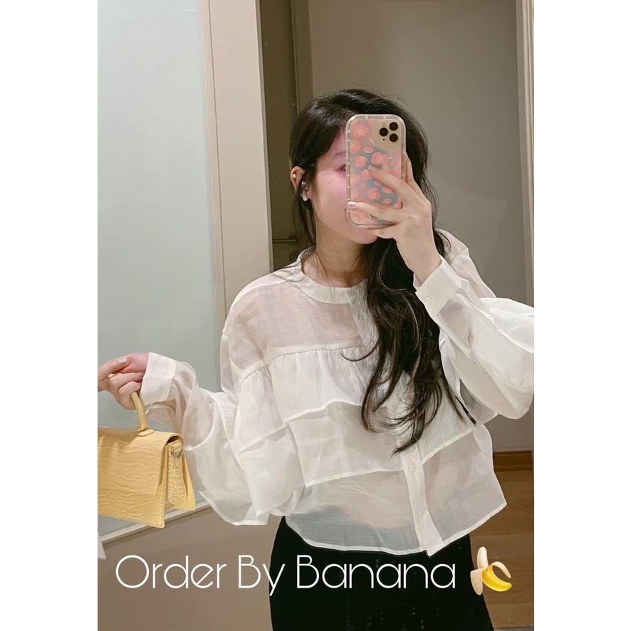 B440- SƠ MI VOAN TRẮNG DÀI TAY KÈM MÓC