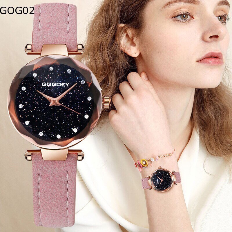 Đồng Hồ Nữ Gogoey Thời Trang Dây Da Nhung