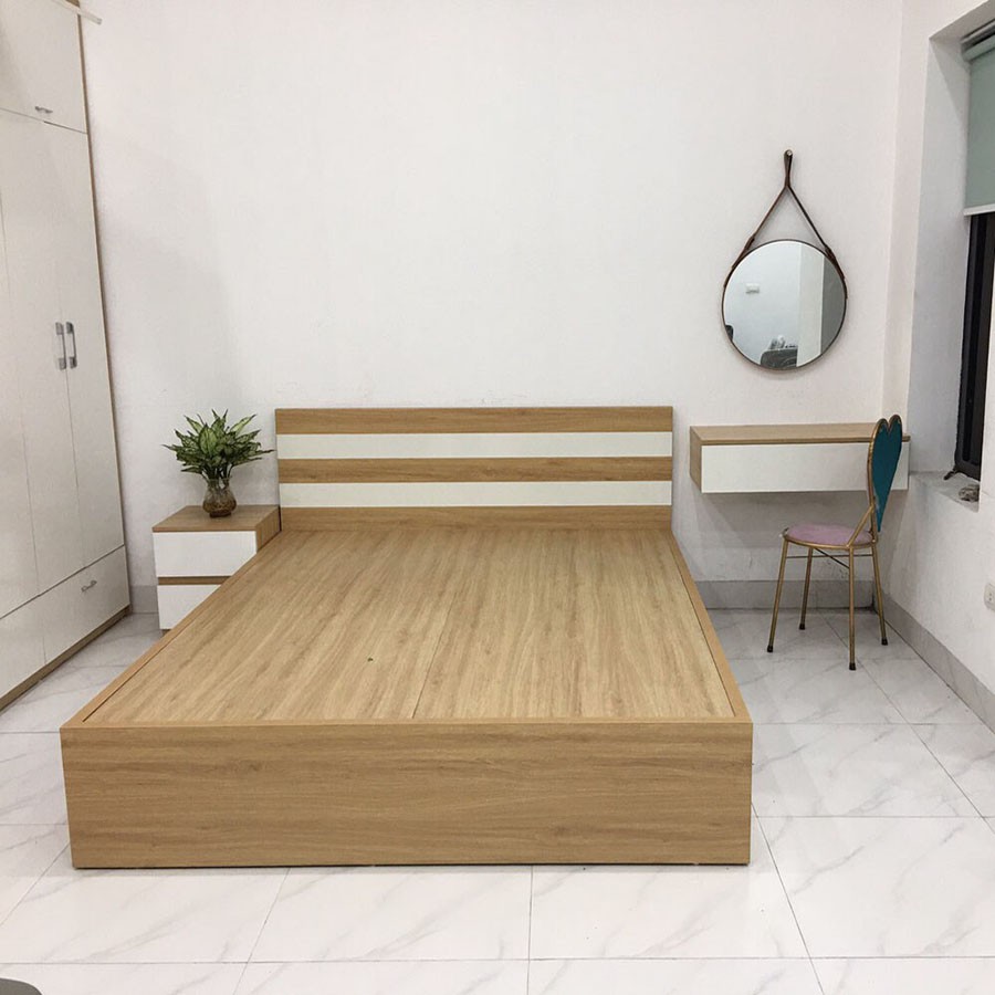 Giường gỗ MDF sơn 2 viền giá rẻ