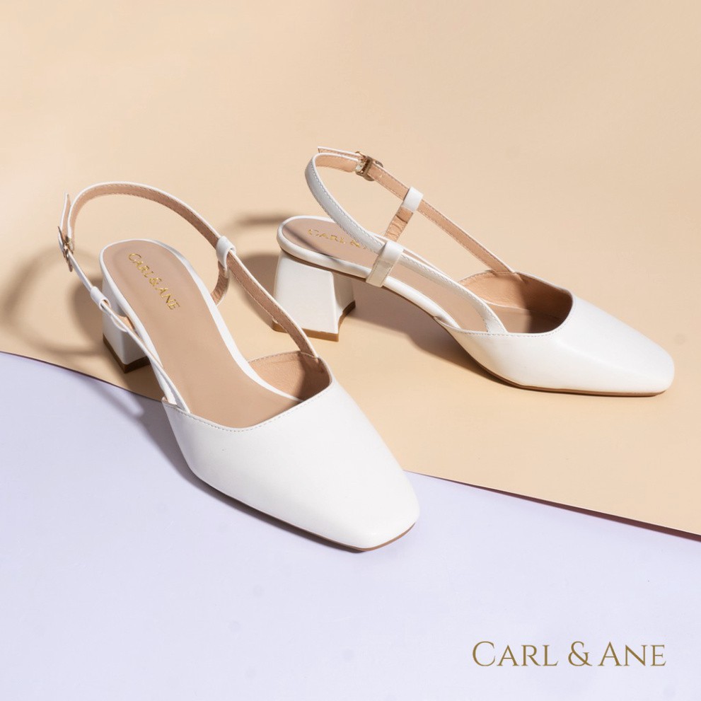 Carl & Ane - Giày cao gót thời trang bít mũi phối dây điệu đà cao 5cm màu xanh rêu _ CL003