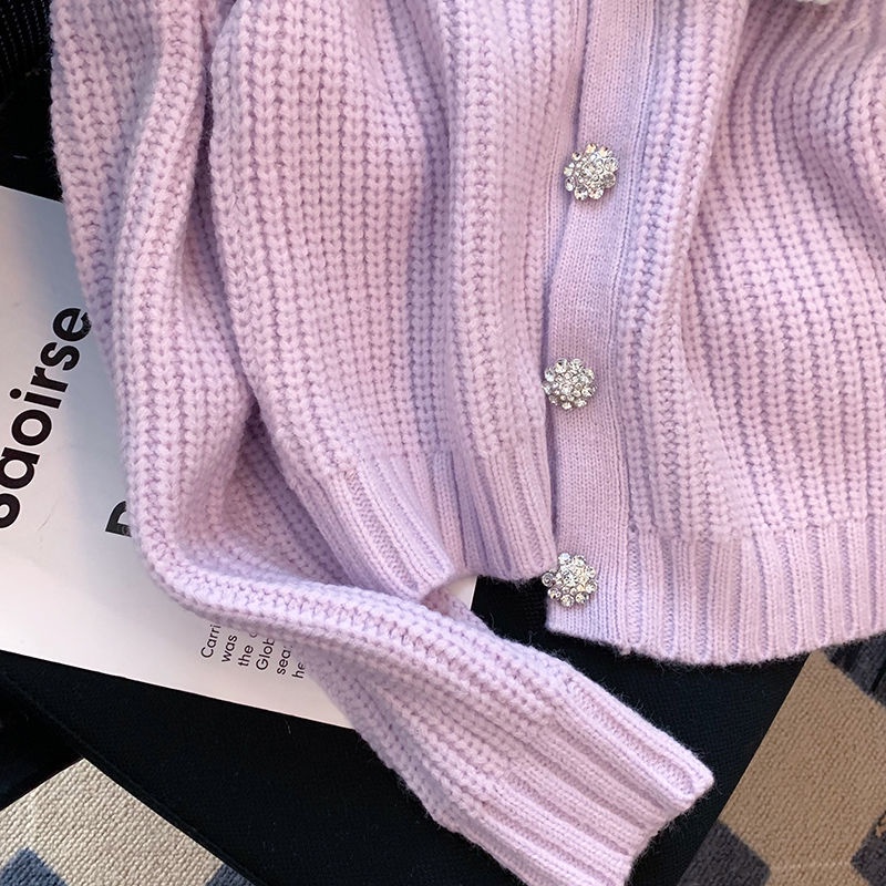 Áo Khoác Cardigan Dệt Kim Mềm Cổ Búp Bê Thời Trang Thu Đông Dành Cho Nữ