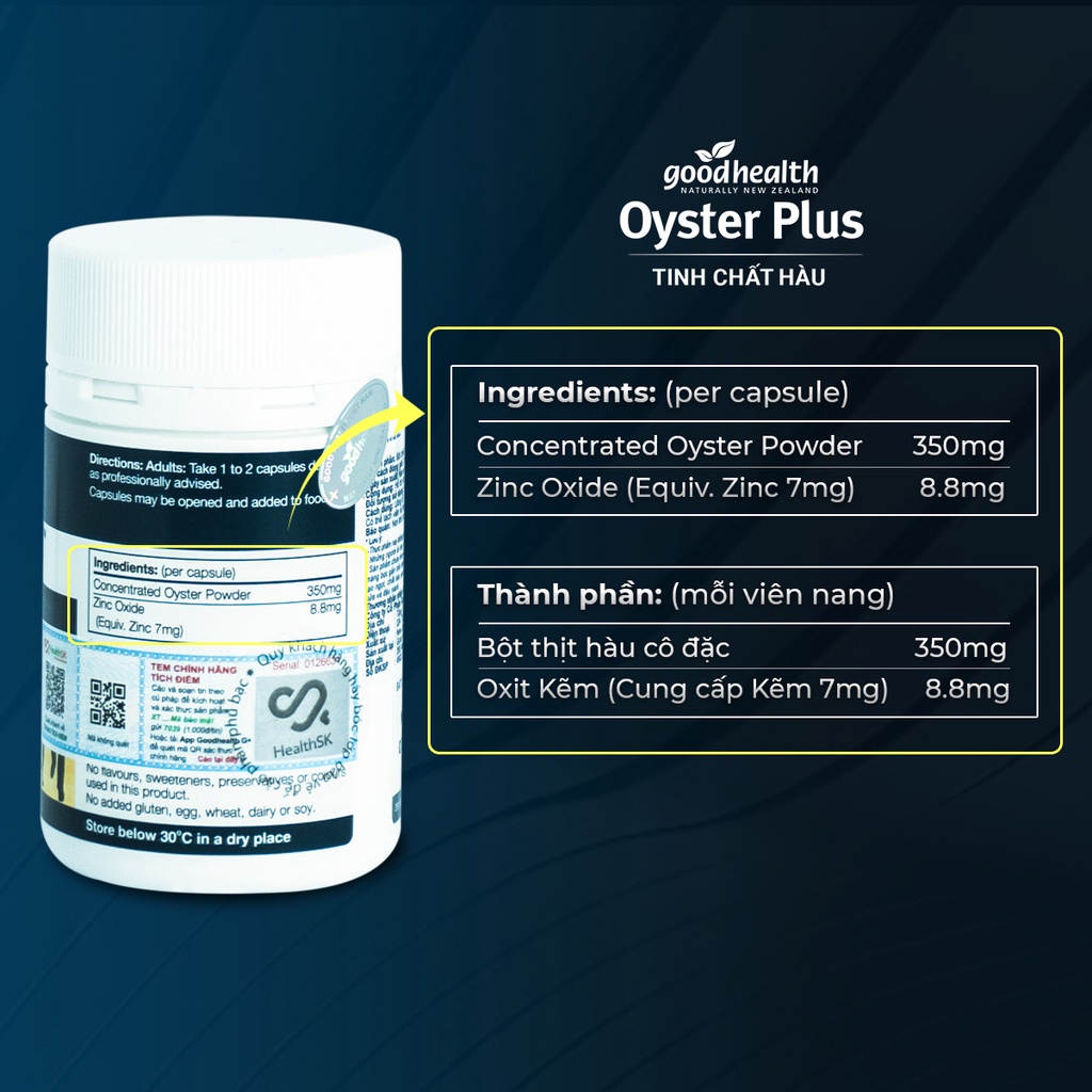 Viên uống Tinh chất hàu Goodhealth Oyster Plus 30v tăng cường sinh lý nam, testosterone và hỗ trợ tình dục [COMBO 4]