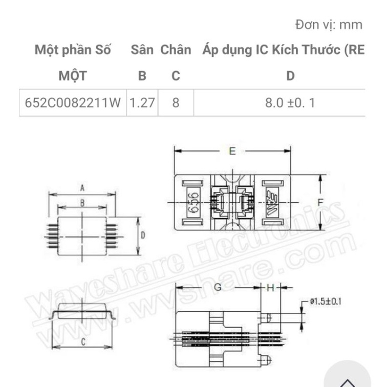 Socket 652C SOP8 SOIC8 bản rộng hàng chất lượng cao