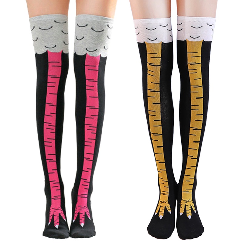 Chicken Paws Feet Socks Women's Funny Long Socks Cartoon Cotton Creative Chicken Leg Claw Ladies 3D 