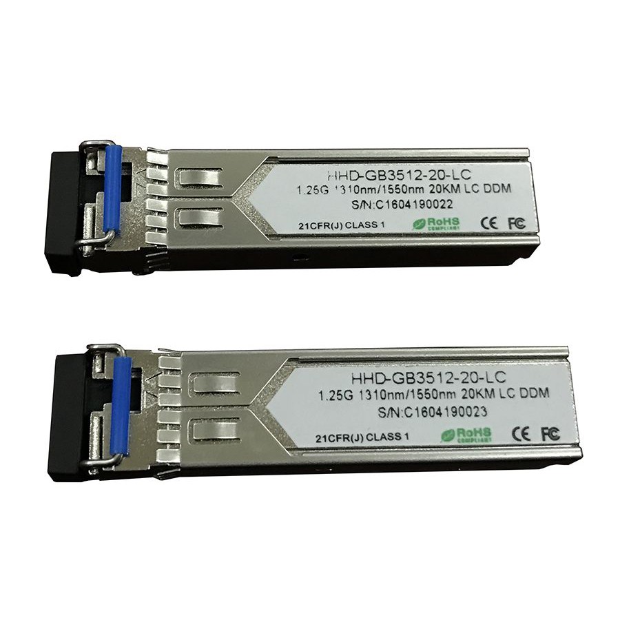 Modul quang 1 sợi, Wavelength : 1310nm/1550nm. Data Rate : 1.25G/Distance: 20km. Transmission Media : Single mode